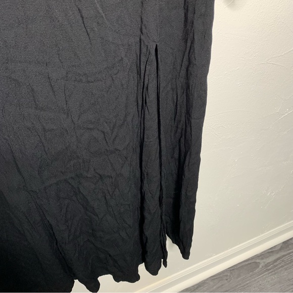 Reformation Sigmund Slit Cut Puff Shoulder Sleeve Square Neck Black Dress 12 - Picture 10 of 14